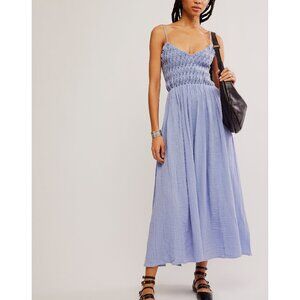 FREE PEOPLE Sweet Nothings Solid Midi Dress / Blue Heron
